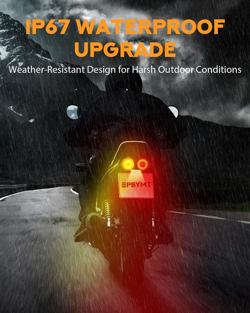 PBYMT Enhanced Motorcycle Tail Light, 90LEDs Break light Running Lights, IP67 Waterproof Turn Signals with License Plate Bracket Compatible with Street Bike Cruiser Chopper Bobber (Smoke) - Image 5
